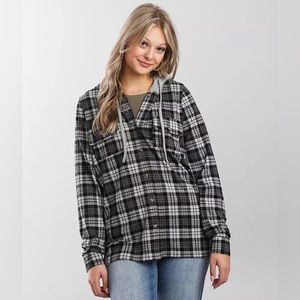 MODISH REBEL Hooded Plaid Shirt- Buckle